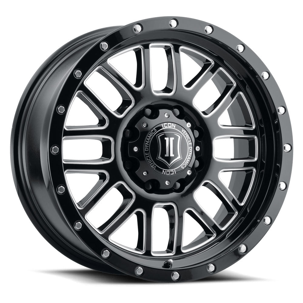 ICON Alloys Alpha, Gloss Black with Milled Windows, 20 x 9 / 6 x 5.5,