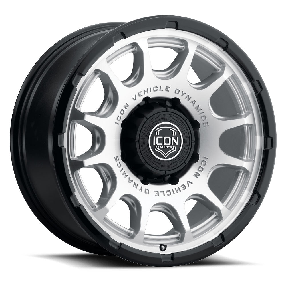 ICON Alloys Rancho, Silver Machined w/ Gloss Black Lip, 20 x 9 / 8 x 6