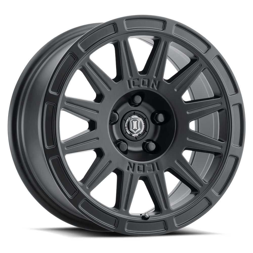 ICON Alloys Ricochet, Satin Black, 15 x 7 / 5 x 100, 15mm Offset, 4.6