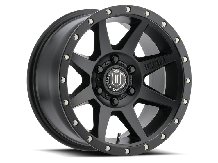 ICON Alloys Rebound, Satin Black, 17 x 8.5 / 6 x 5.5, 0mm Offset, 4.75" BS, 110.1mm Hub Bore