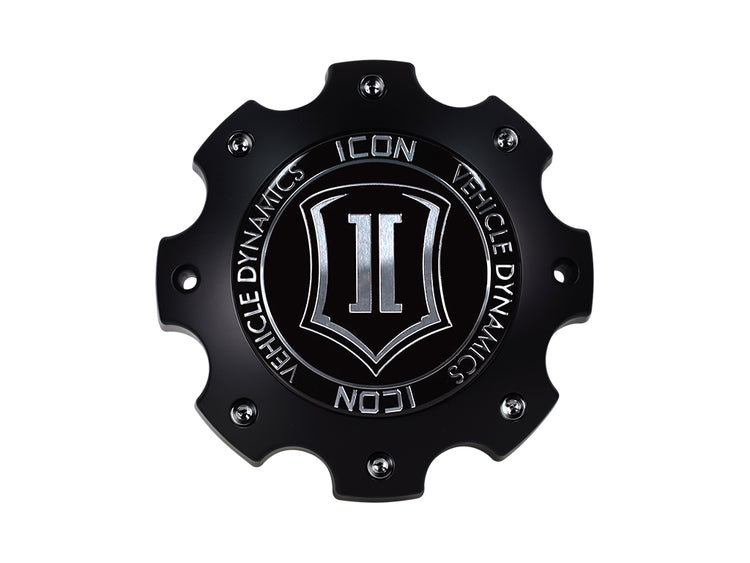 ICON ALLOYS - SHIELD/ALPHA SATIN BLACK CENTER CAP - 8 X 180