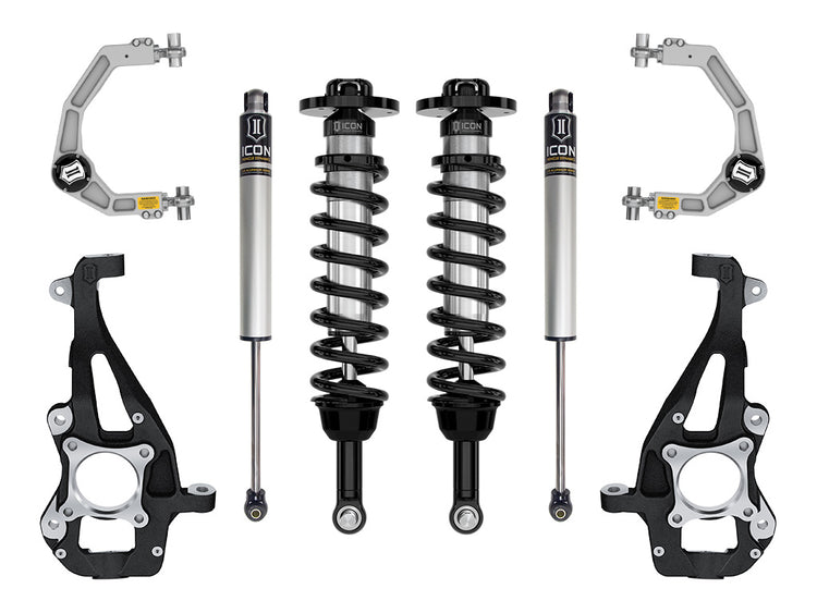 ICON 2021-2024 Ford F-150 4WD, 3.5-4.5" Lift, Stage 1 Suspension System, Billet