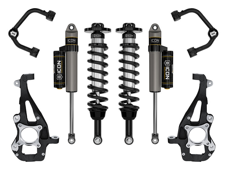 ICON 2021-2024 Ford F-150 4WD, 3.5-4.5" Lift, Stage 2 Suspension System, Tubular