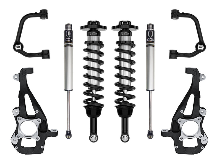 ICON 2021-2024 Ford F-150 4WD, 3.5-4.5" Lift, Stage 1 Suspension System, Tubular