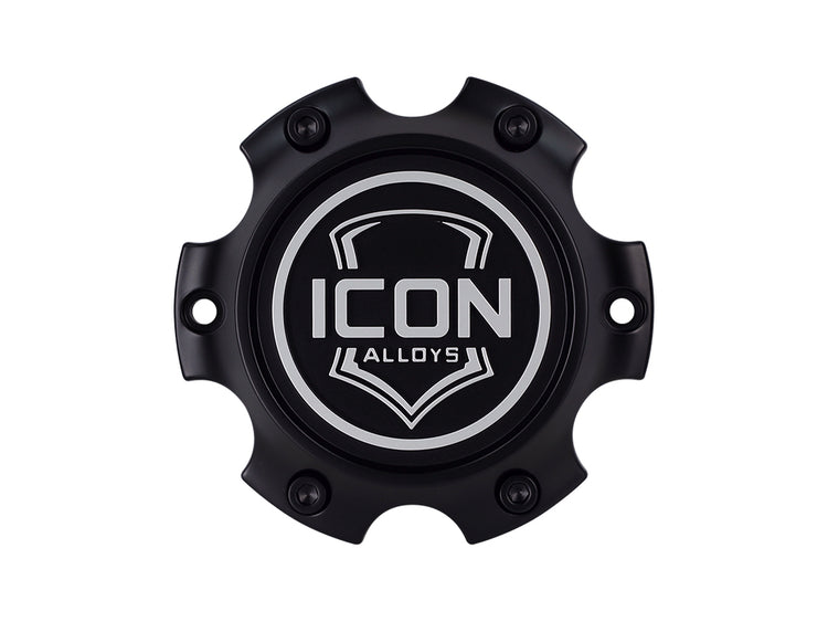 ICON ALLOYS - EMBOSSED CENTER CAP SATIN BLACK / WHITE - 6 X 135