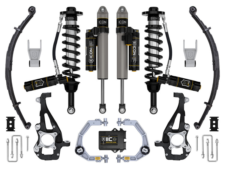 ICON 2021-2024 Ford F-150 4WD, 3.5-4.5" Lift, Stage 5 Suspension System, Billet, w/ Leaf Packs
