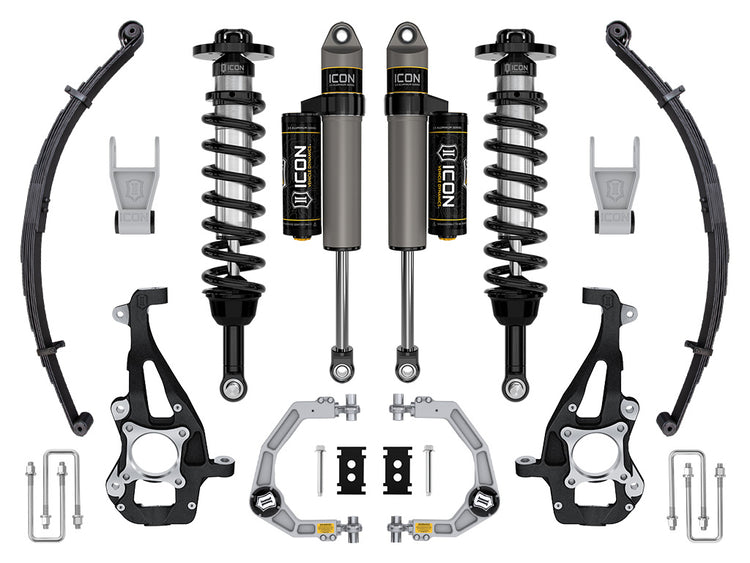 ICON 2021-2024 Ford F-150 4WD, 3.5-4.5" Lift, Stage 2 Suspension System, Billet, w/ Leaf Packs
