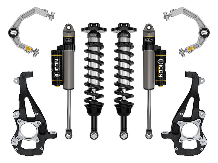 ICON 2021-2024 Ford F-150 4WD, 3.5-4.5" Lift, Stage 2 Suspension System, Billet